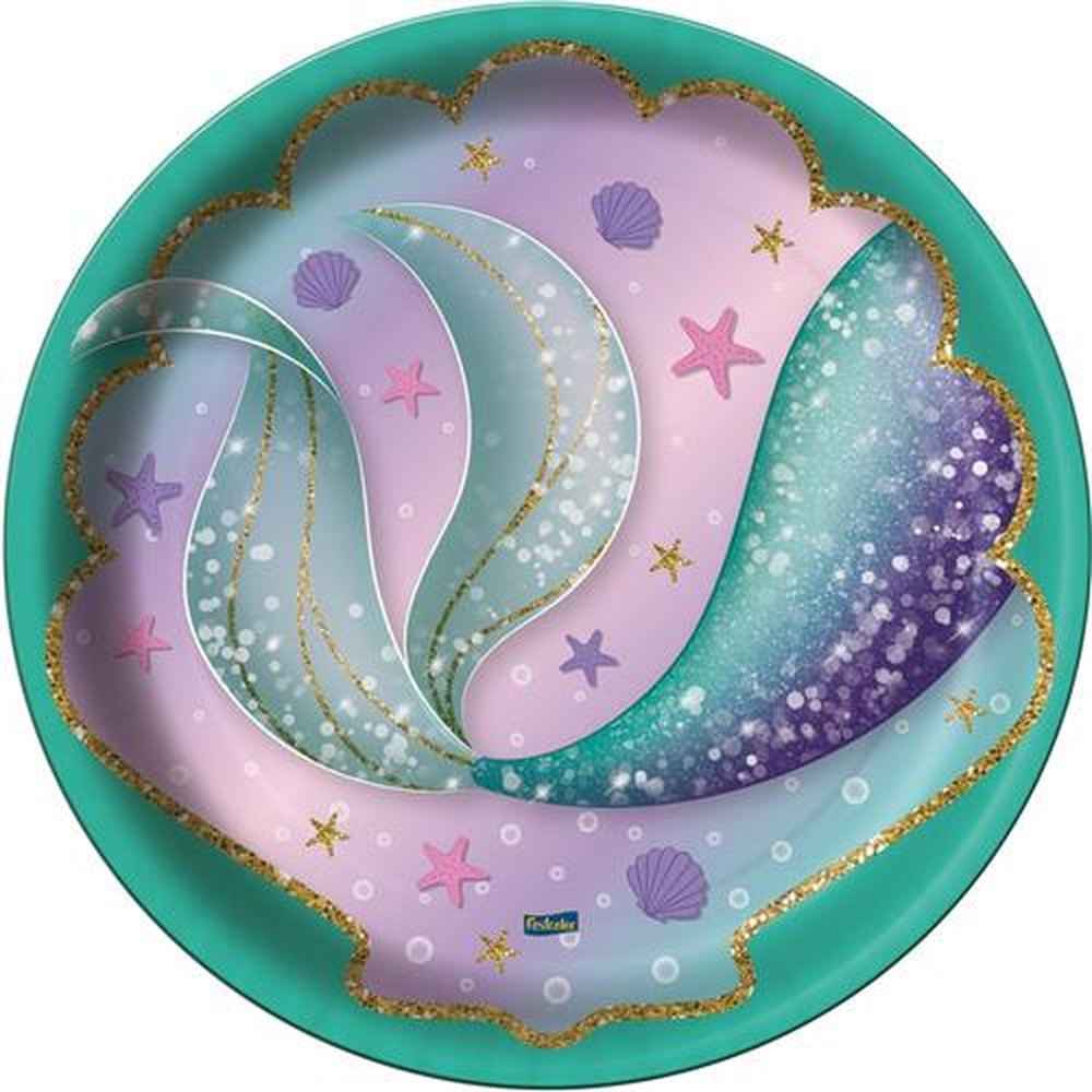 Prato Sereia - Embalagem com 8 unidades.
