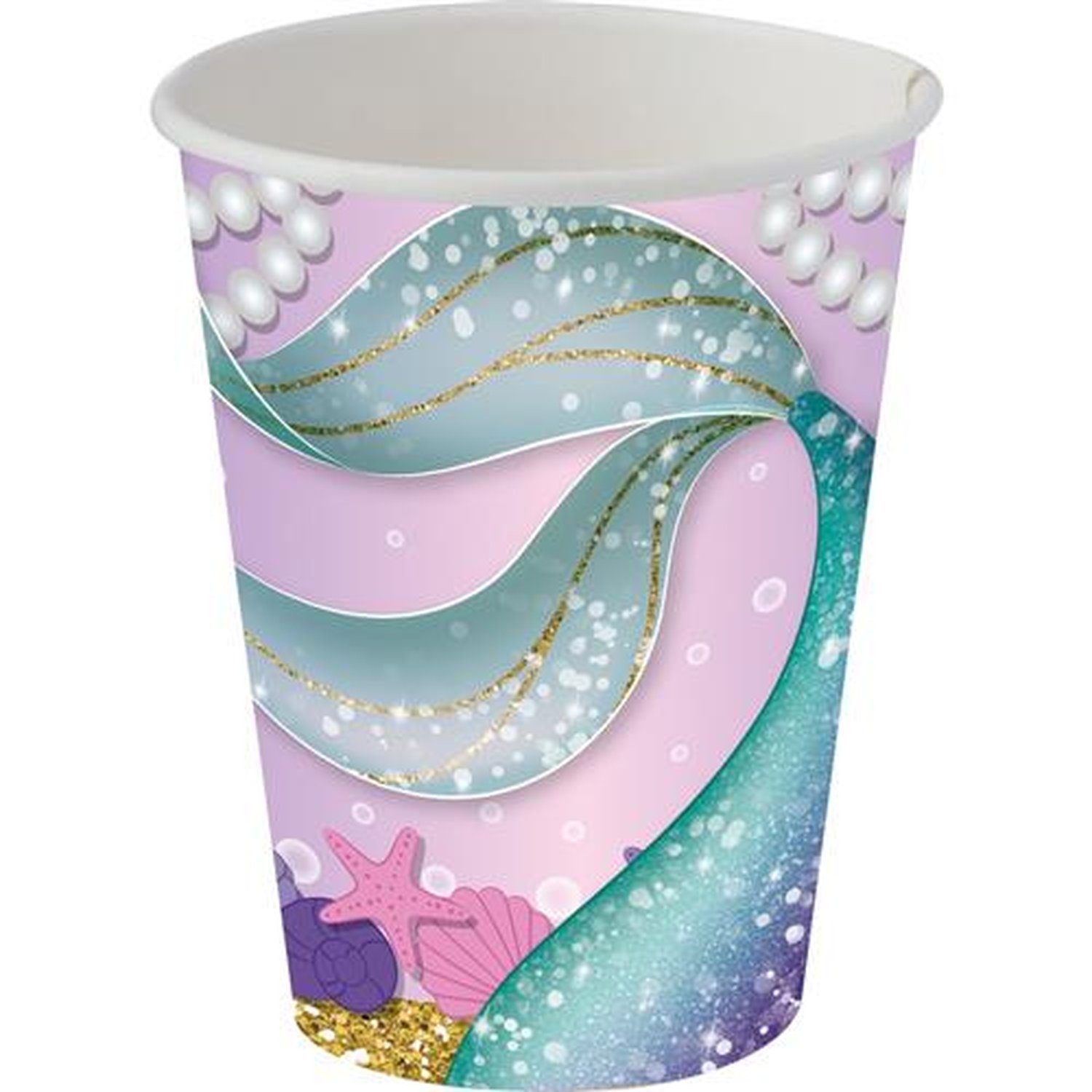 Copo Papel 200Ml Sereia - Embalagem com 8 unidades.