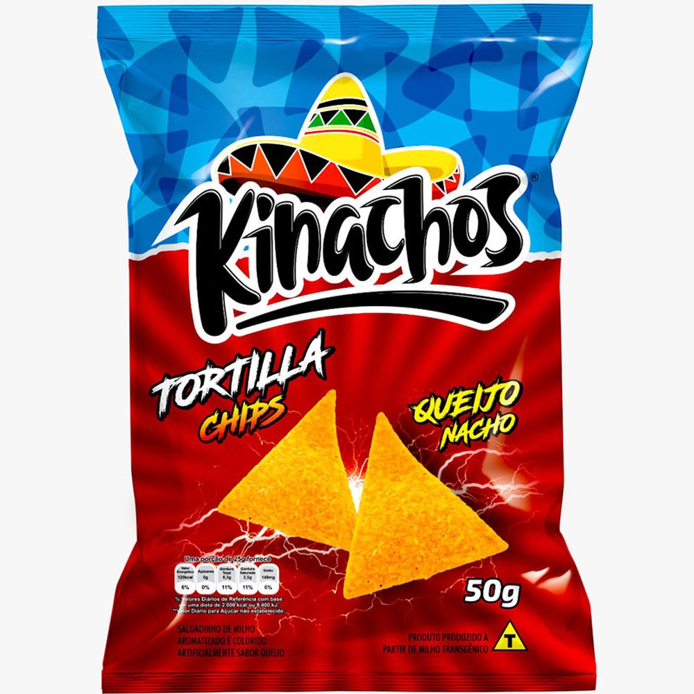 Salgadinho Kinachos Tortilla Chips Queijo 20x50g