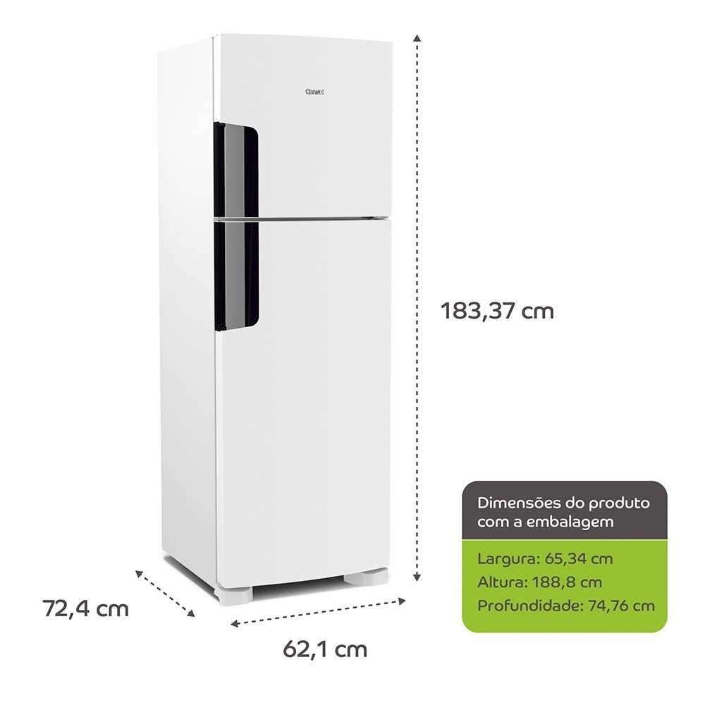 Geladeira/Refrigerador Consul 386 Litros CRM44AB - Frost Free,  2 Portas, Altura Flex Função Turbo, Branco, 110V