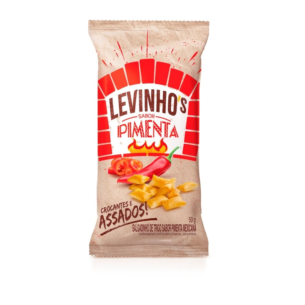 Biscoito Salgadinho Levinhos Pimenta 50g Embalagem com 36 Unidades