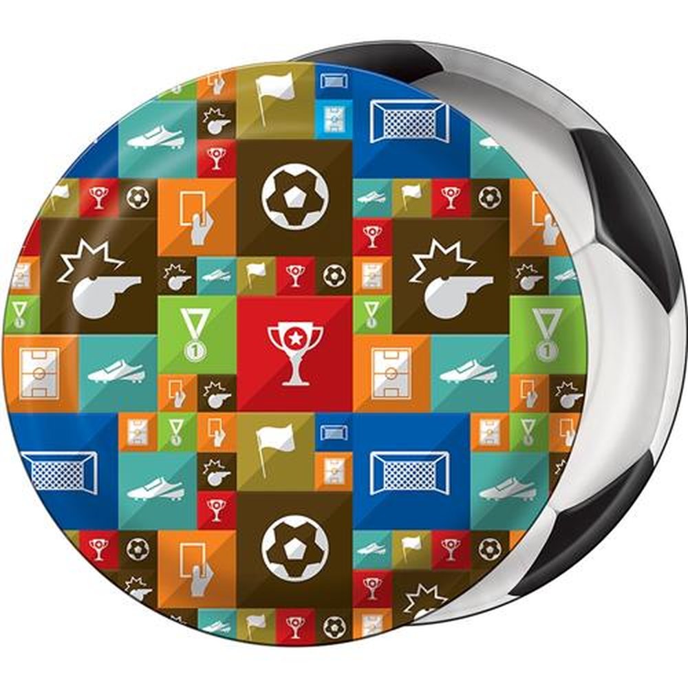 Prato Apaixonados Por Futebol - Embalagem com 8 unidades.