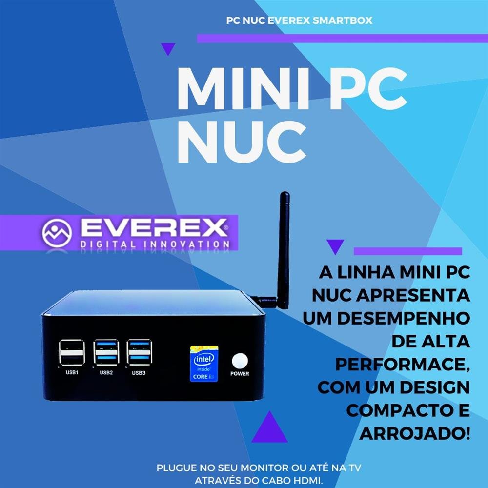 Mini PC NUC Intel Core i7, 8GB Ram, 480GB SSD e Linux - Everex