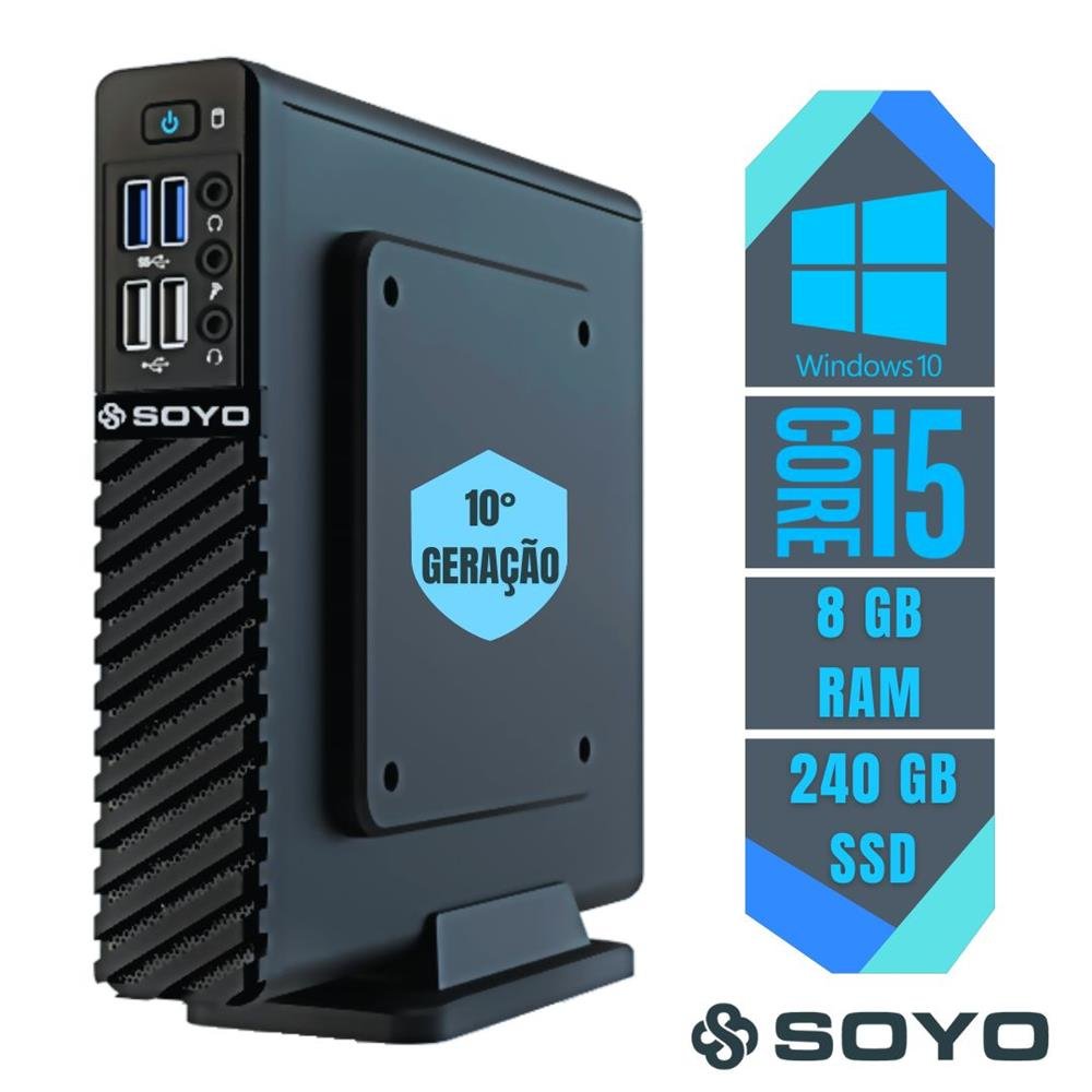 Mini Pc Intel Core I5 10° Geração, 240GB SSD, 8GB, Windows 10 ¿ Soyo