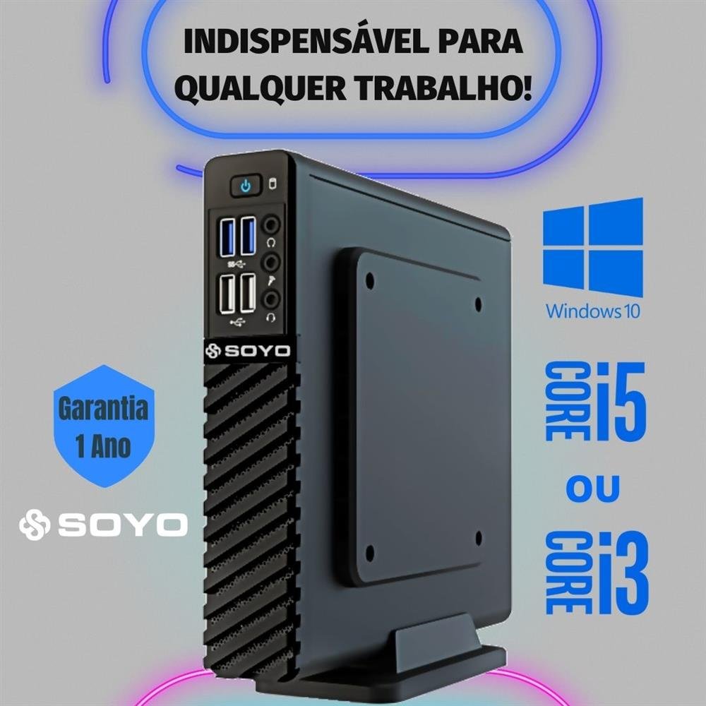 Mini Pc Intel Core I3 10° Geração, 480gb Ssd, 4gb Ram, Windows 10 ¿ Soyo