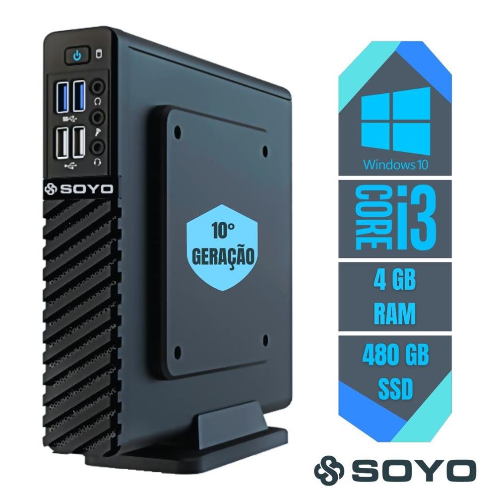 Mini Pc Intel Core I3 10° Geração, 480gb Ssd, 4gb Ram, Windows 10 ¿ Soyo