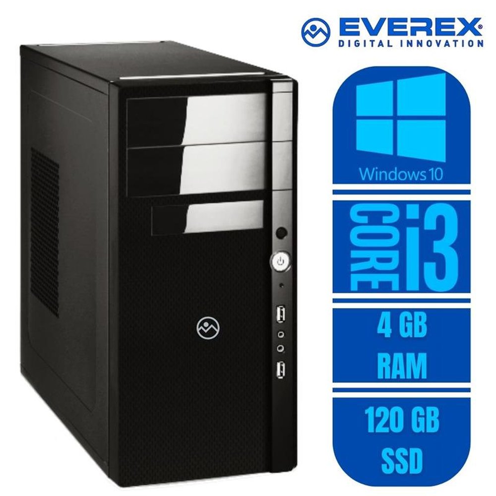 Computador Intel Core i3-330M, 4GB Memória, 120GB SSD e Windows - Everex - 3 Unidades