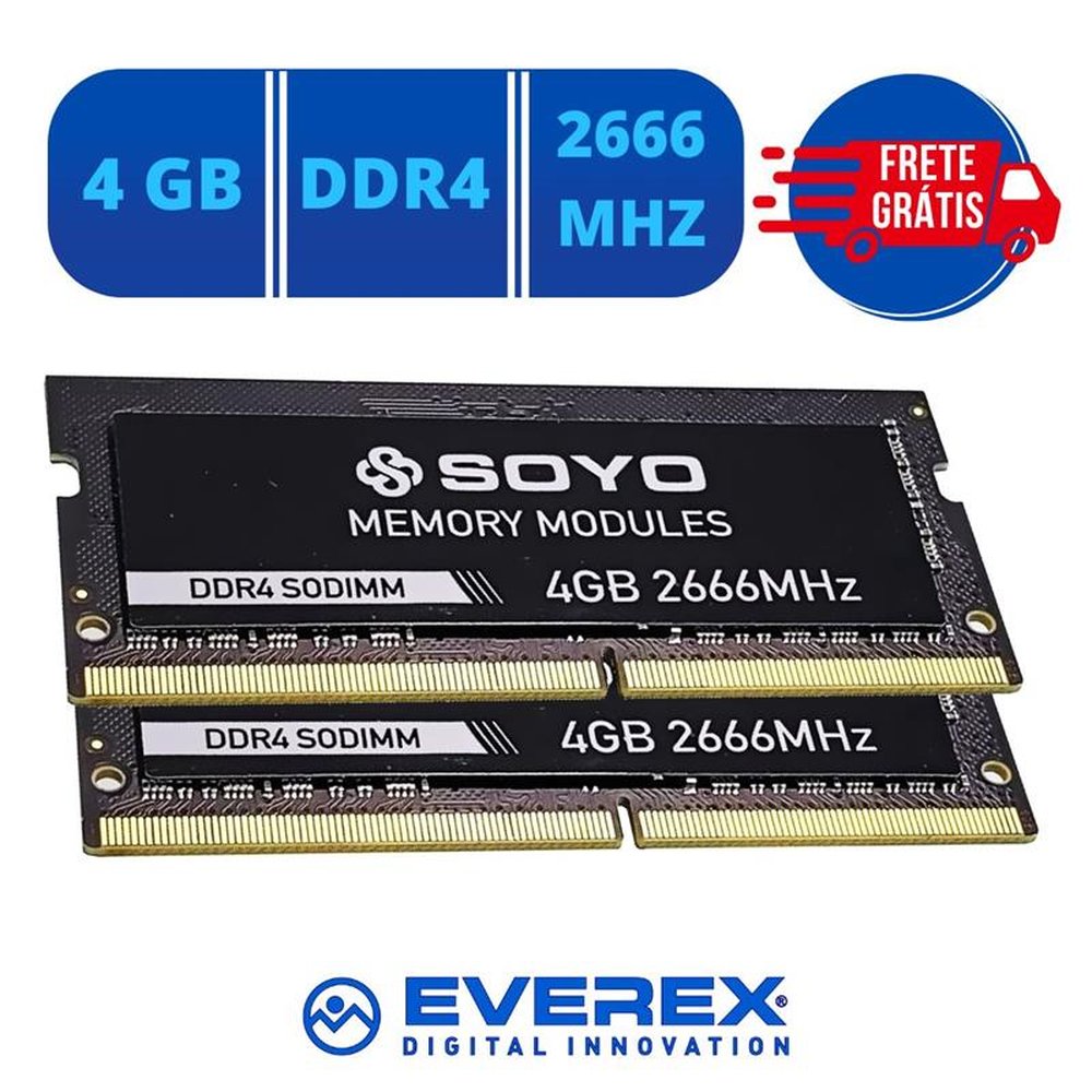 Kit Ram 4GB SODIMM DDR4 2666Mhz, 2 Unidades - Soyo