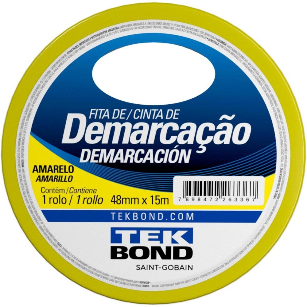 Fita de Demarcação 48mm x 15m Amarela Tekbond
