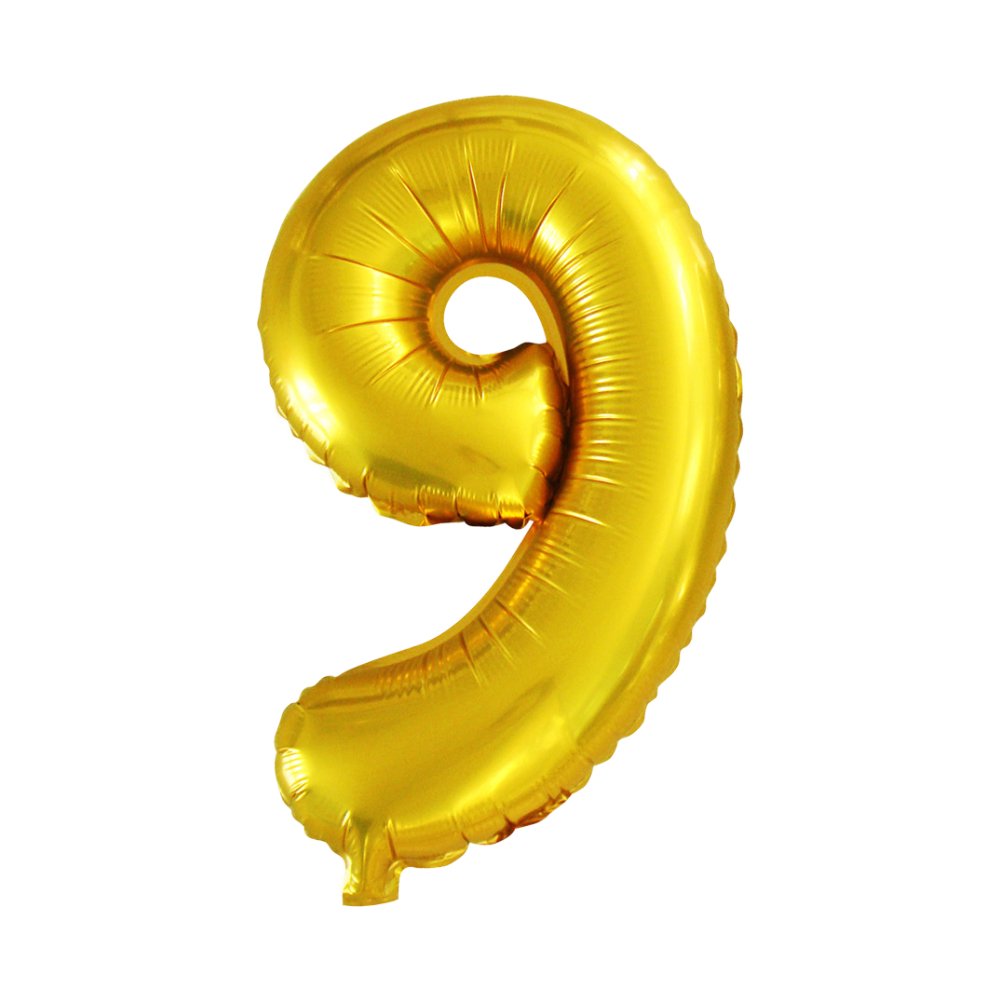 Balão Dourado número 9 nove Brilhoso 16 Polegadas