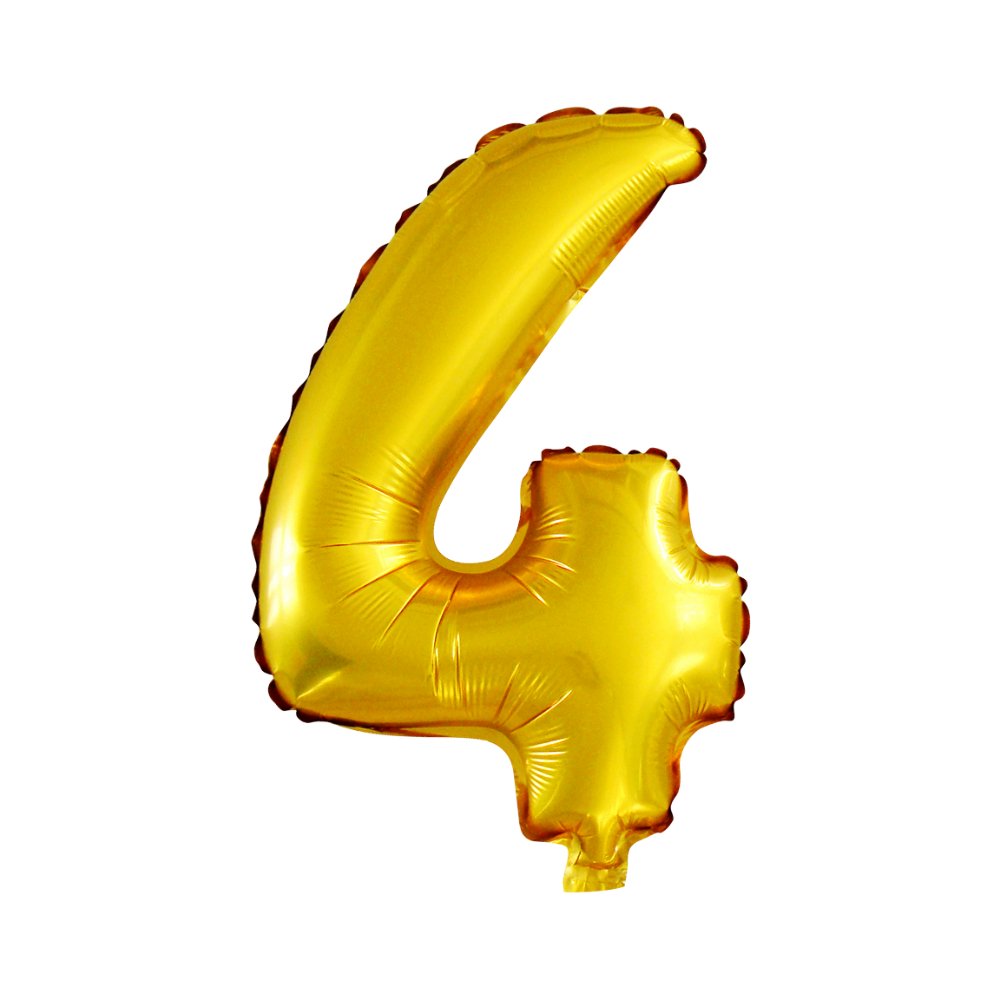 Balão Dourado número 4 quatro Brilhoso 16 Polegadas