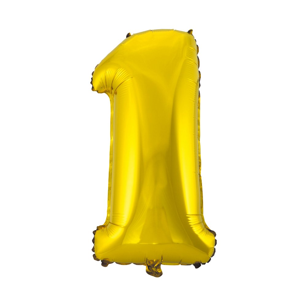 Balão número 1 um 30 Polegadas Dourado Brilhoso