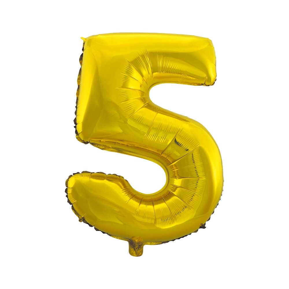 Balão número 5 cinco 30 Polegadas Dourado Brilhoso