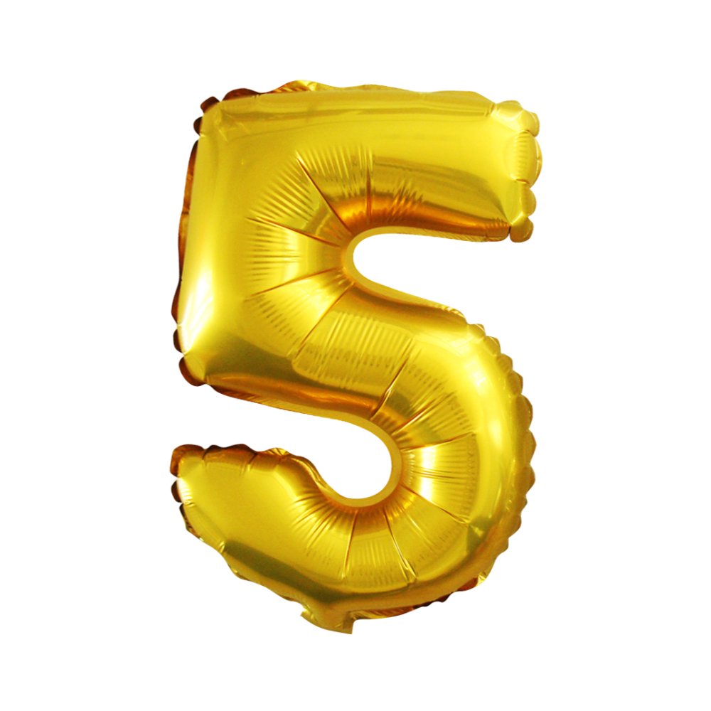 Balão Dourado número 5 cinco Brilhoso 16 Polegadas