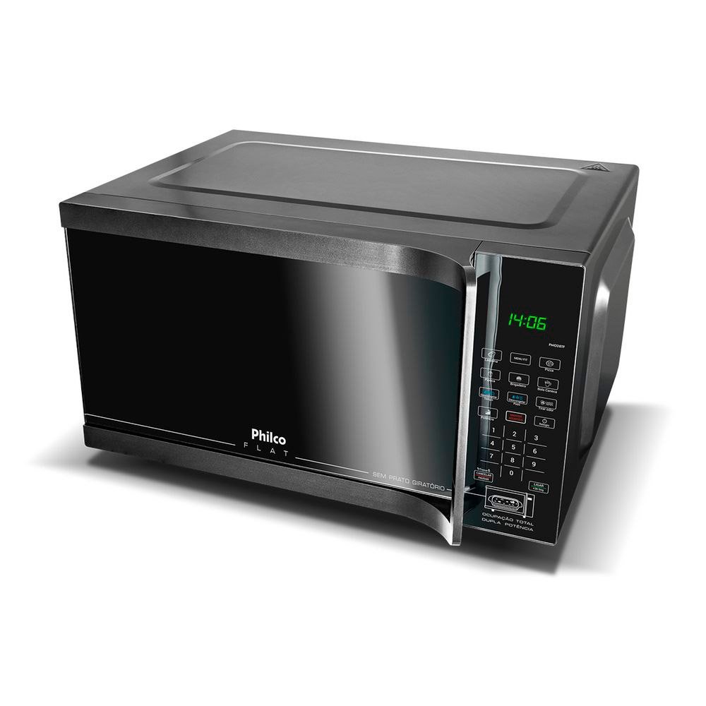 Micro-Ondas Philco 28 Litros PMO28TF Flat 1400W Preto, 220V
