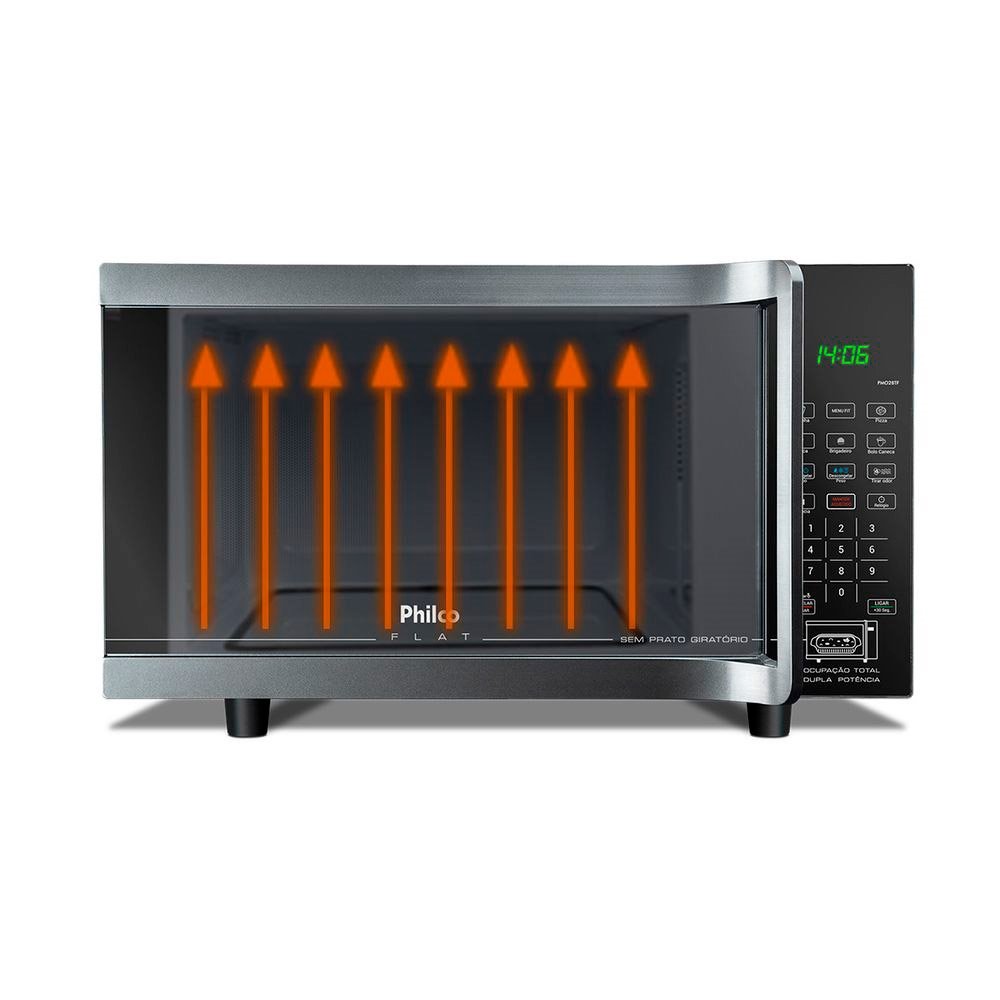 Micro-Ondas Philco 28 Litros PMO28TF Flat 1400W Preto, 220V