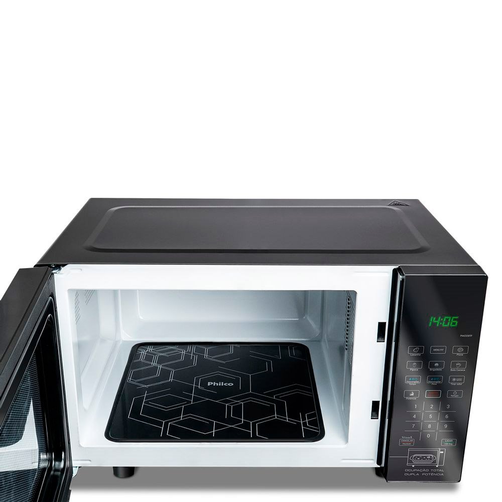 Micro-Ondas Philco 28 Litros PMO28TF Flat 1400W Preto, 220V