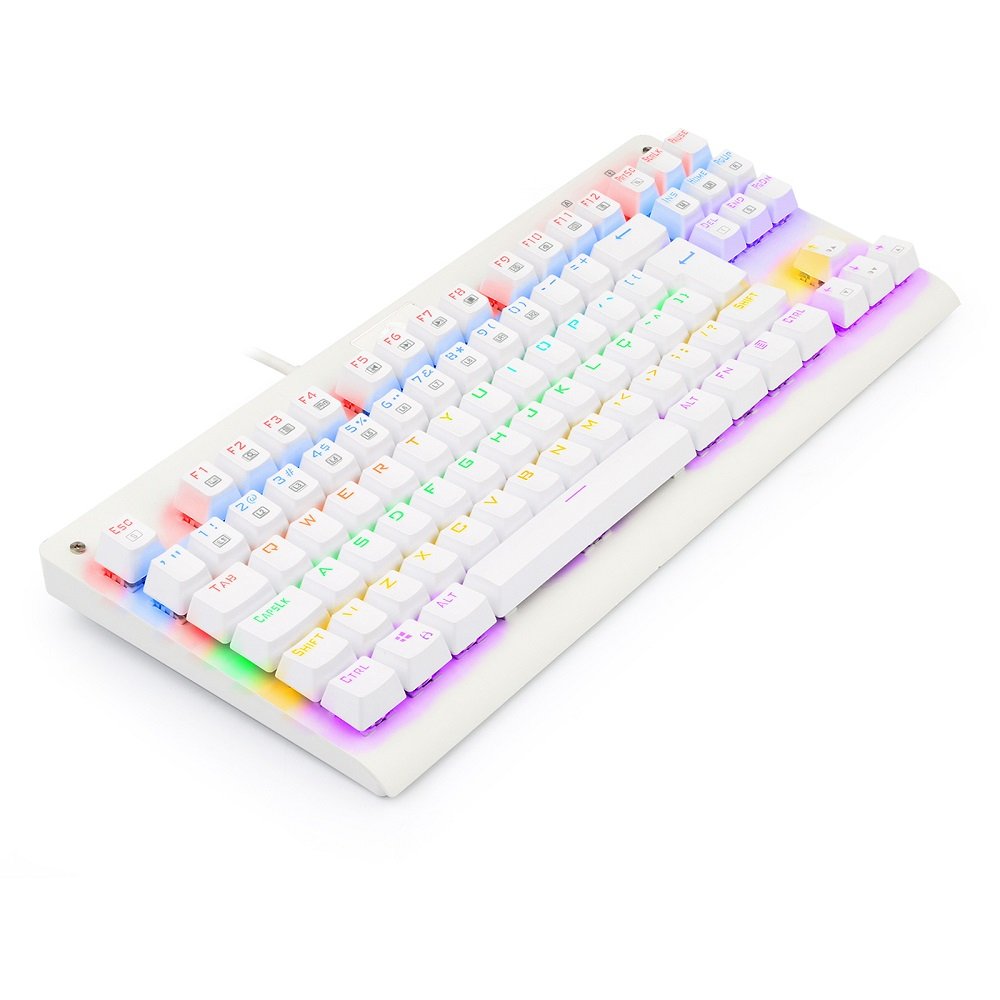 Teclado Gamer Mecanico Dark Avenger Branco Rainbow Mk2 Diy Blue, Padrão Abnt2, K568w-R (Pt-Blue), Redragon