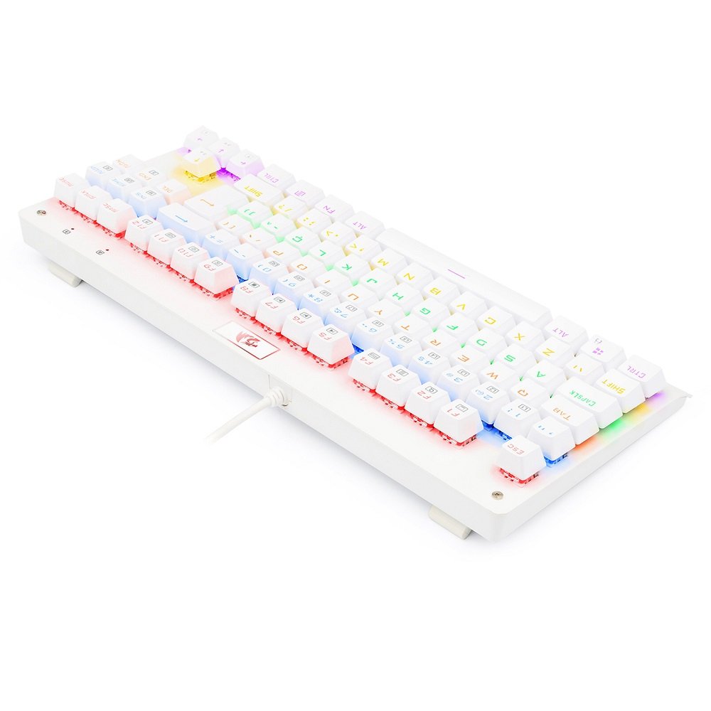 Teclado Gamer Mecanico Dark Avenger Branco Rainbow Mk2 Diy Blue, Padrão Abnt2, K568w-R (Pt-Blue), Redragon
