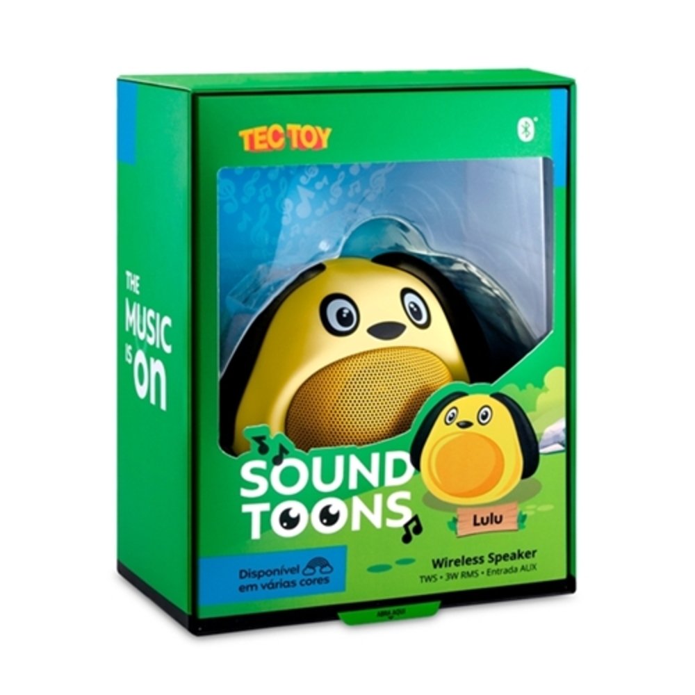 Caixa de Som Bluettooth TecToy Sound Toons Cachorro Lulu 3W Amarelo