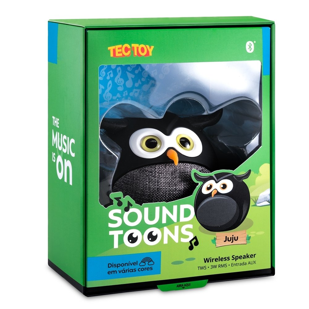Caixa de Som Bluettooth TecToy Sound Toons Coruja Juju 3W Preta