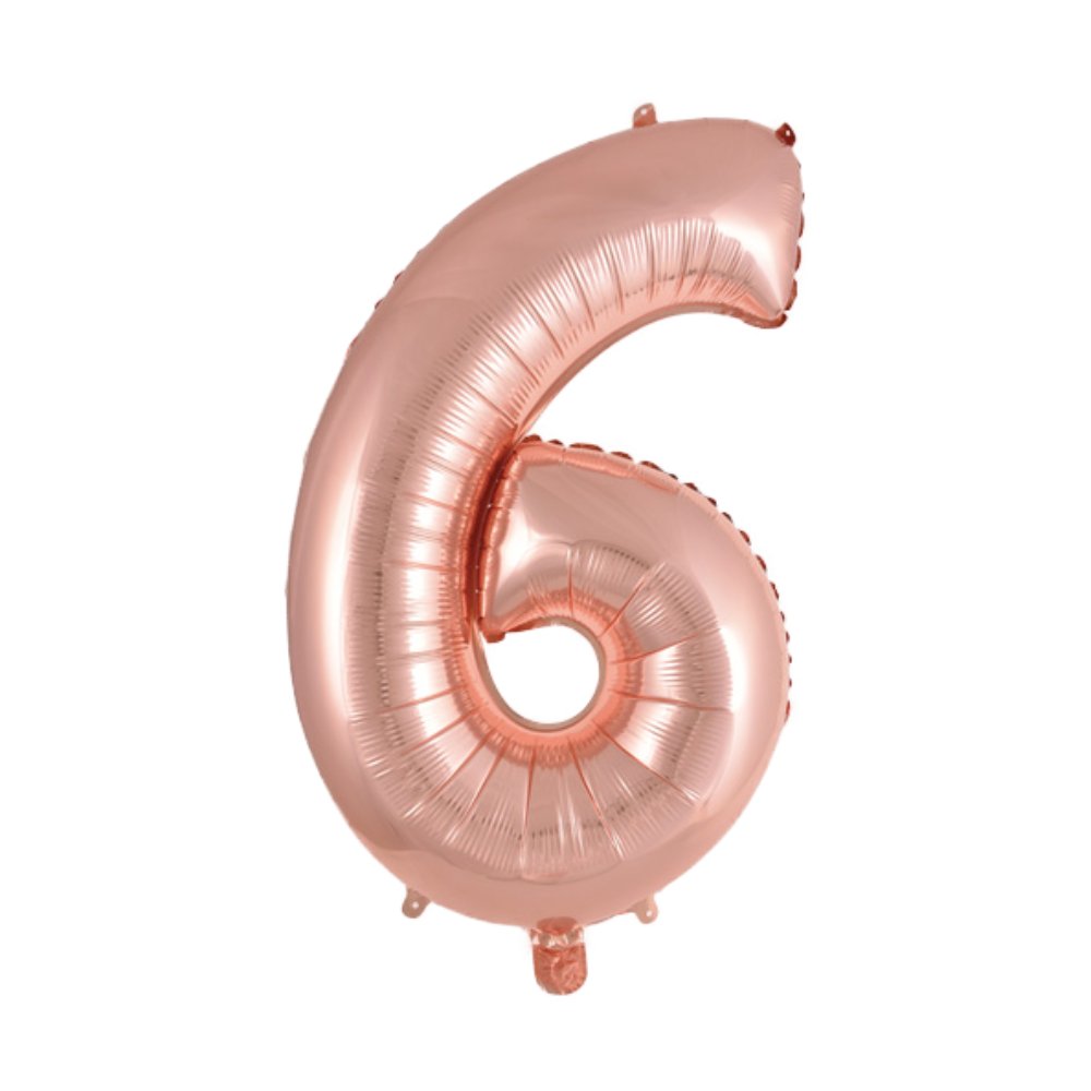 Balão Rose Gold 30 Polegadas Número 6 Seis