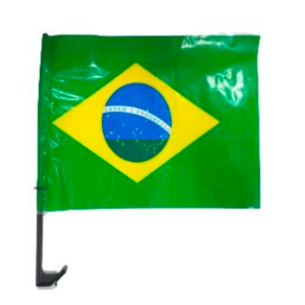 Bandeira de Plástico do Brasil uma face para carro 30X40cm com Haste 42cm