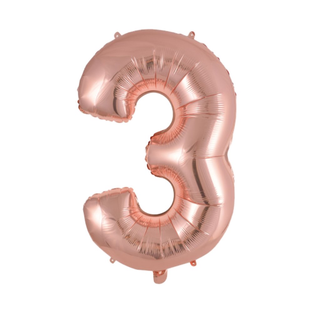 Balão Rose Gold 30 Polegadas Número 3 Três