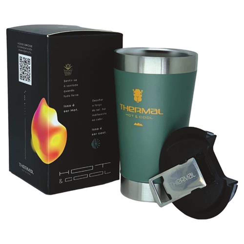 Copo Térmico Com Tampa Thermal Verde 473ml