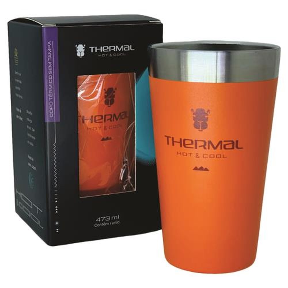 Copo Térmico Sem Tampa Thermal Laranja 473ml