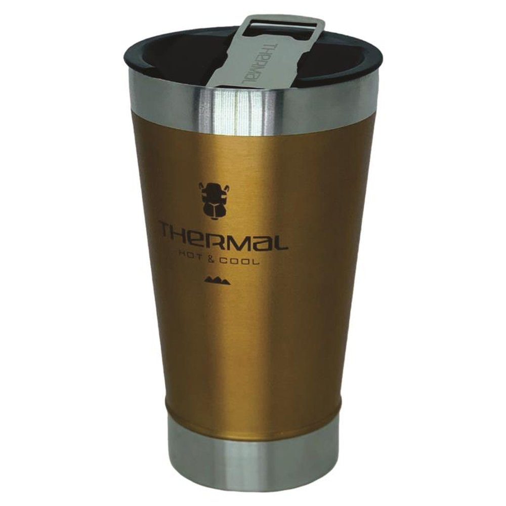 Copo Térmico Com Tampa Thermal Dourado 473ml