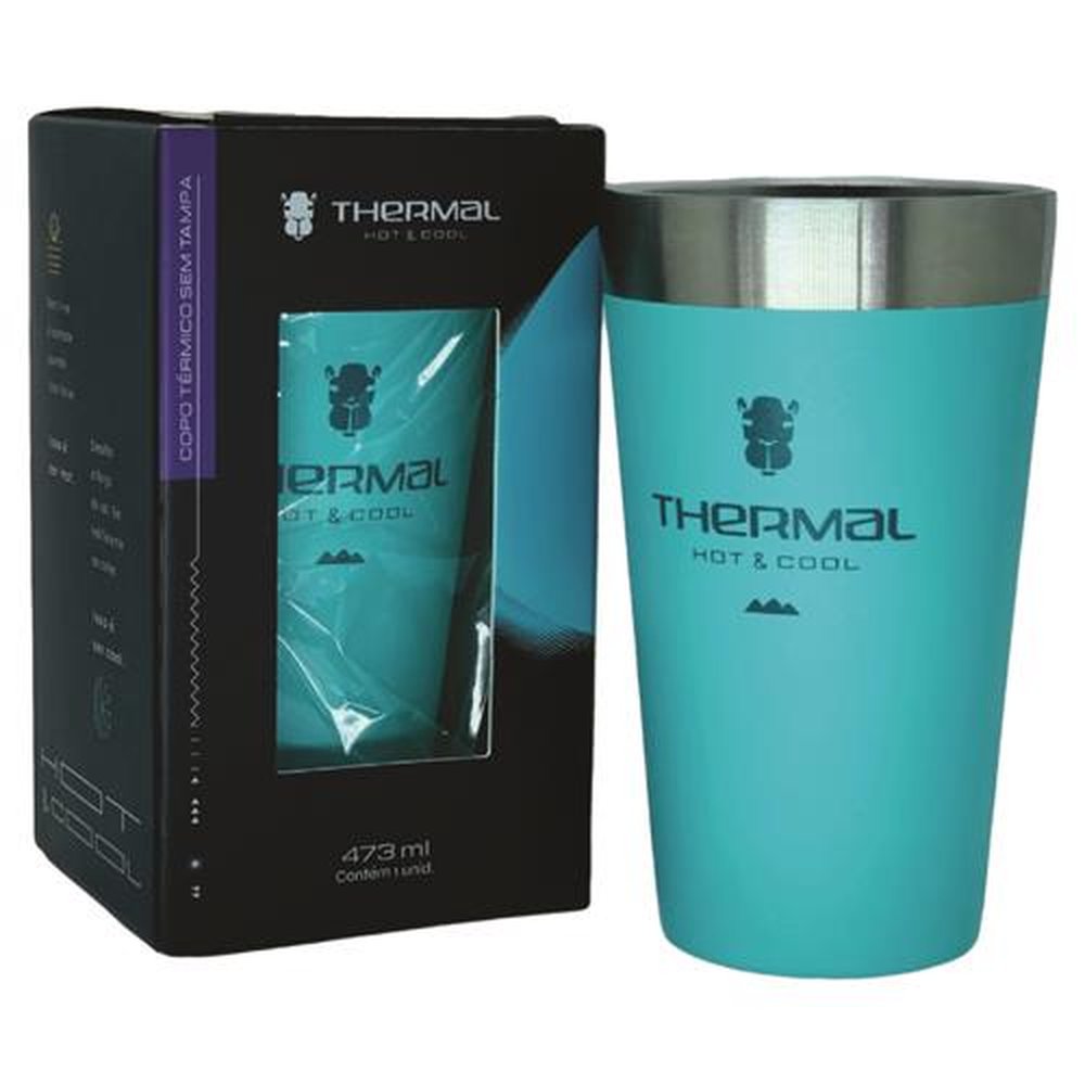 Copo Térmico Sem Tampa Thermal Ciano 473ml