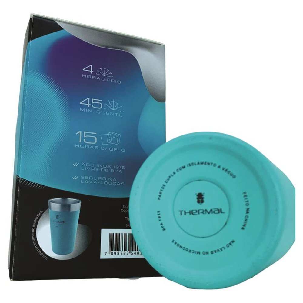 Copo Térmico Sem Tampa Thermal Ciano 473ml