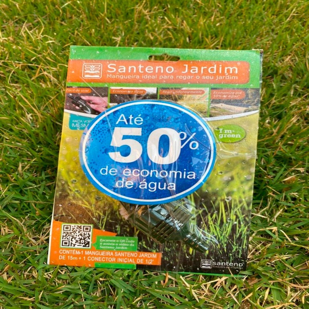 Mangueira para Irrigação Perfurada Santeno Jardim com Conector Inicial 1/2" Verde 15m