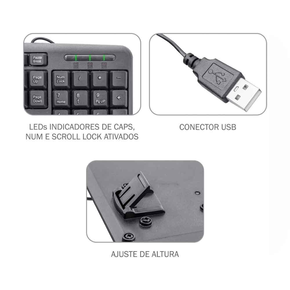 Teclado K-mex Multimidia Preto Abnt2 Sem Logo Kb-50ts