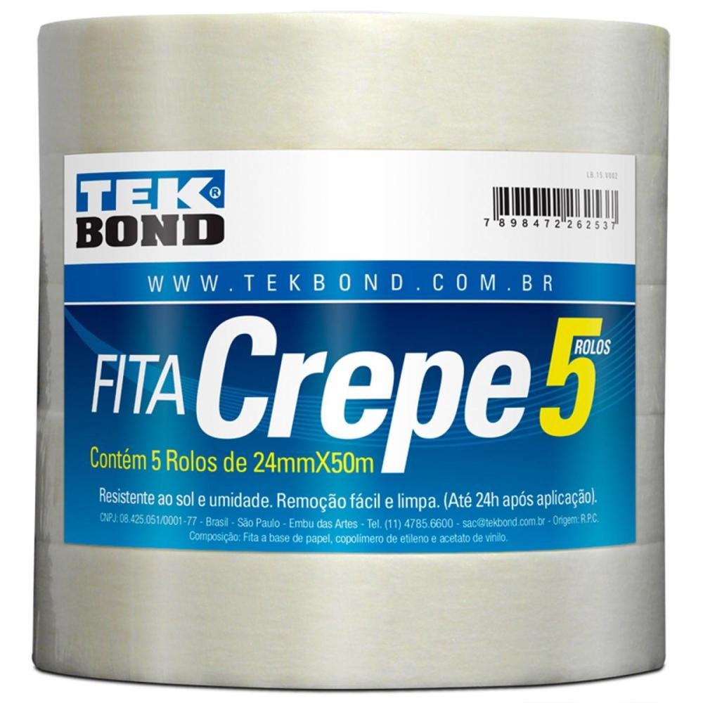 Fita Crepe 24mm x 50m Pacote Tekbond