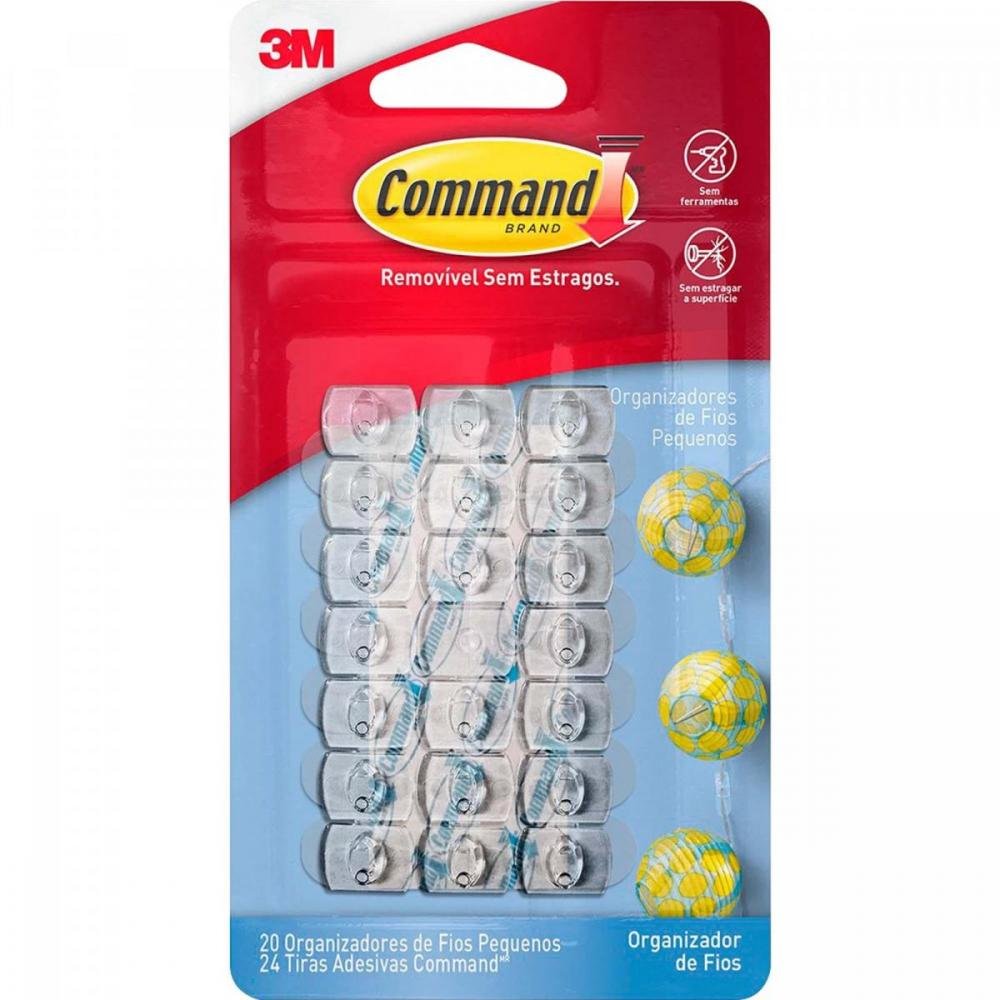 Mini Suporte para Fios com Adesivos Command Transparente 3M