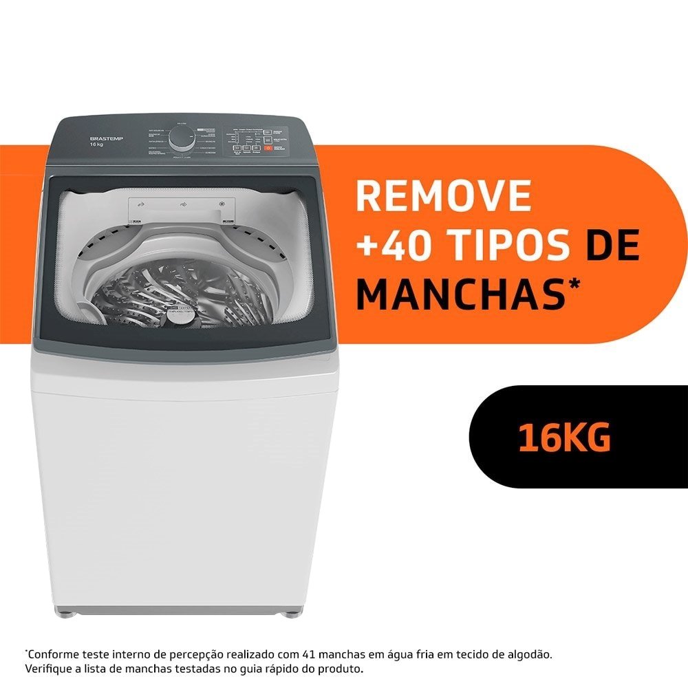 Máquina de Lavar Roupas 16 Kg Brastemp BWK16AB - Ciclo Edredom Especial, Enxague Anti-Alérgico, Ciclos Especiais,Branco, 110V