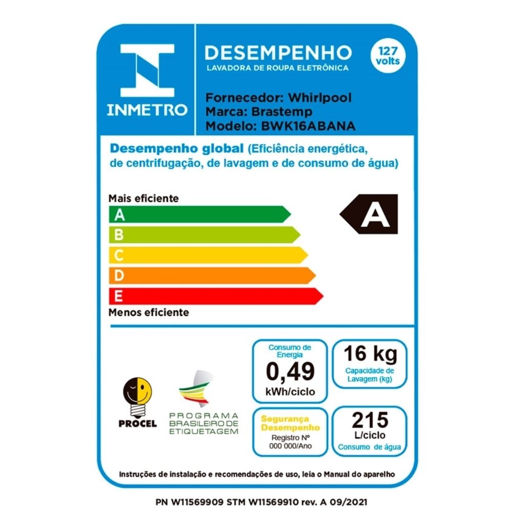 Máquina de Lavar Roupas 16 Kg Brastemp BWK16AB - Ciclo Edredom Especial, Enxague Anti-Alérgico, Ciclos Especiais,Branco, 110V