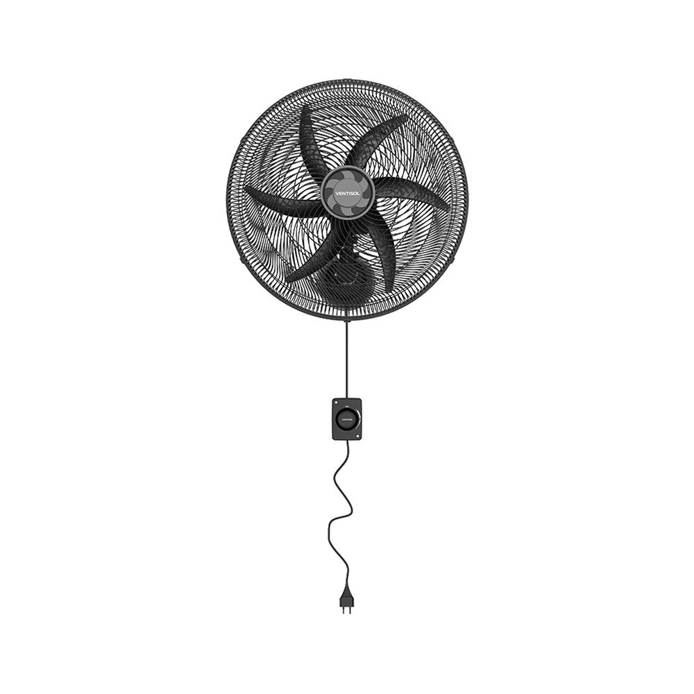Ventilador de Parede Ventisol 50cm Monta Fácil, Três Velocidades, 6 Pás, Preto, 220V