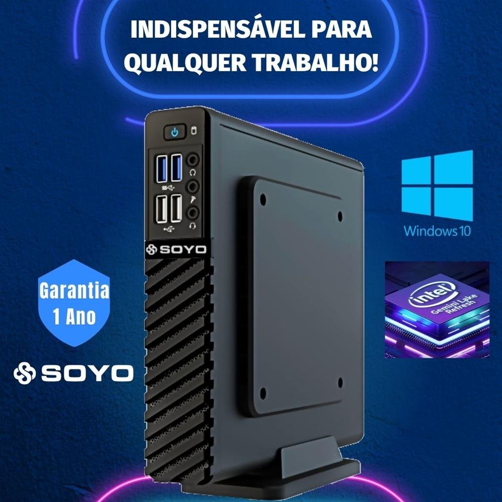 Mini PC Dual Core N4020, 4GB DDR4, 500GB, Windows 10 Pro - SOYO