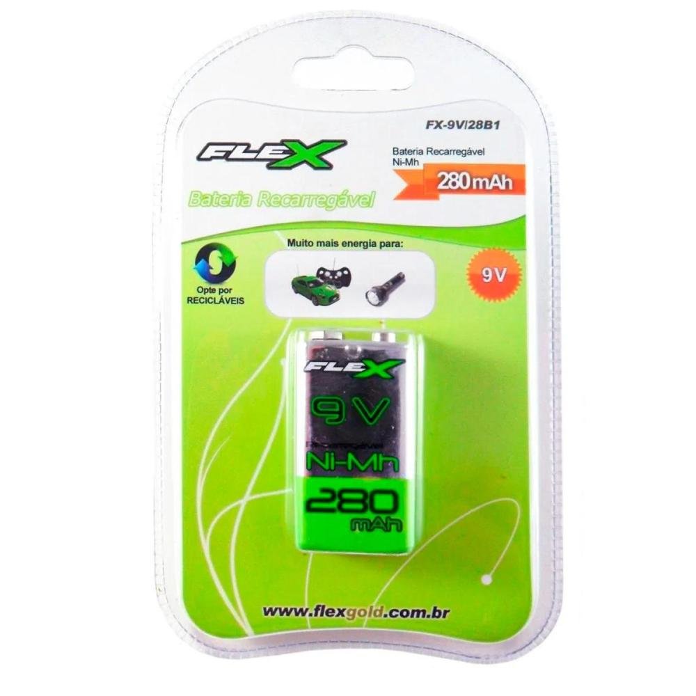 Bateria Recarregável 9v 280mAh NiMh Flex