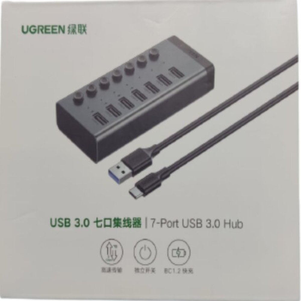 Hub/Multiplicador de portas (7 Portas USB 3.0) com Fonte de Alimentação UGREEN