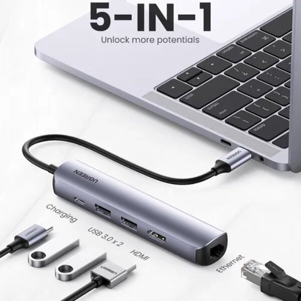 Adaptador / Hub Ultra Slim USB-C 5 em 1 4k 60hz UGREEN