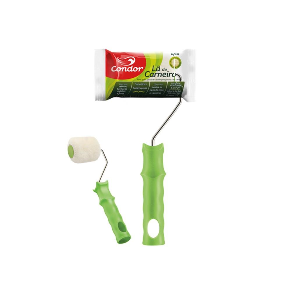 Rolo Lã Natural 05Cm C/Suporte Condor 958 Martins Atacado