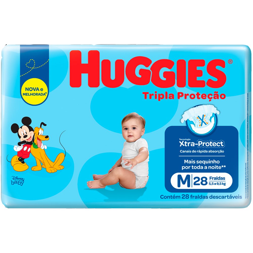 Fralda Huggies Tripla Protecao Disney Jumbo M Com 28 Unidades