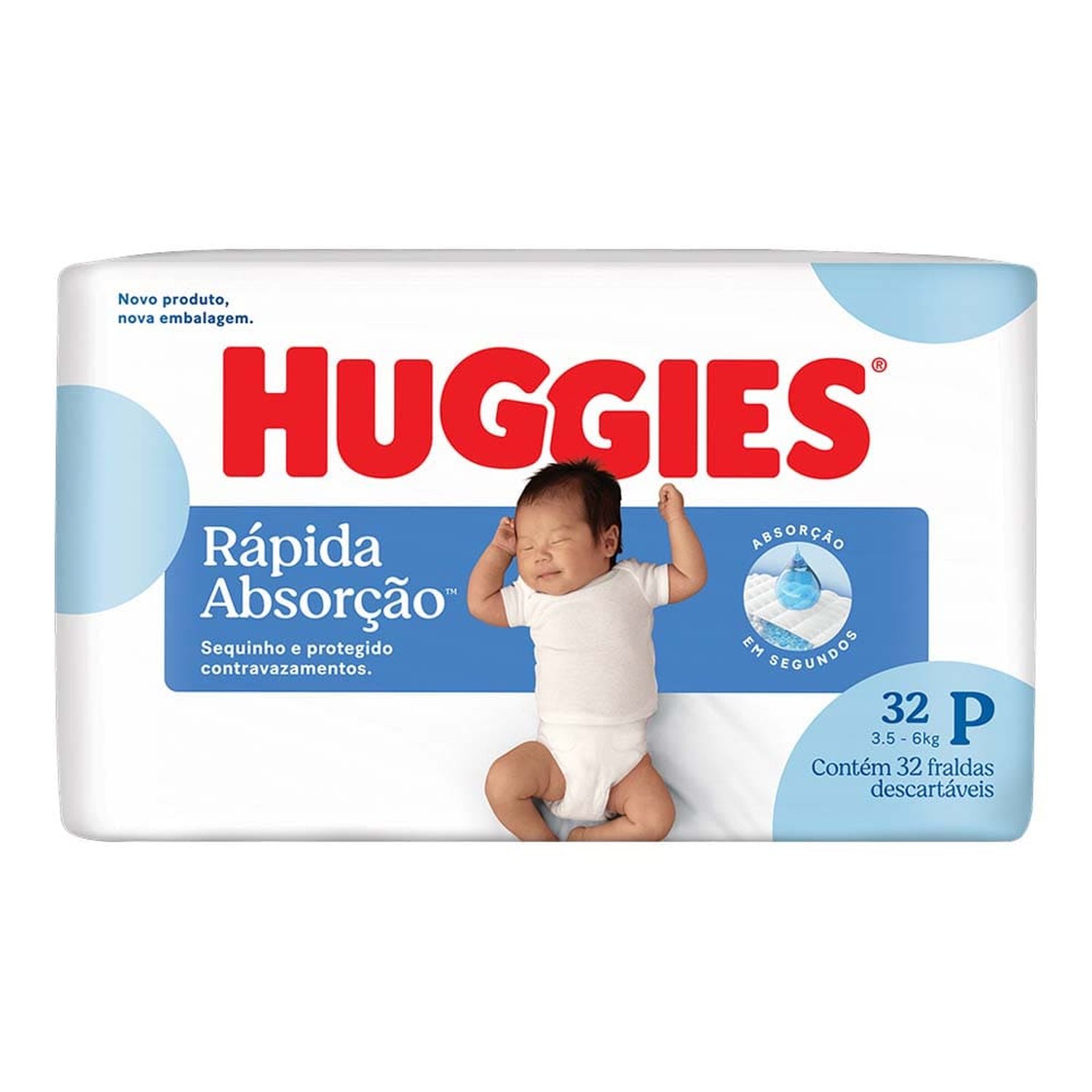 Fralda Huggies Tripla Proteção Jumbo P Com 32