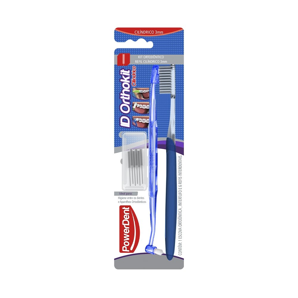 Kit Ortodôntico de Higiene Oral Powerdent Id Orthokit Cilíndrica - 3 Milímetros Cores Variadas