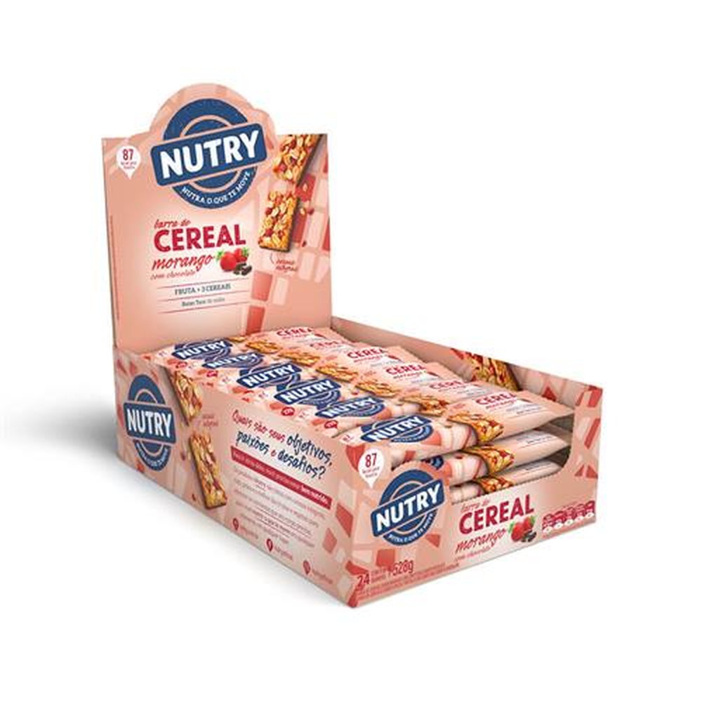 Barra De Cereal Nutry Morango Com Chocolate Display Com 24 Unidades De 22g Nutrimental