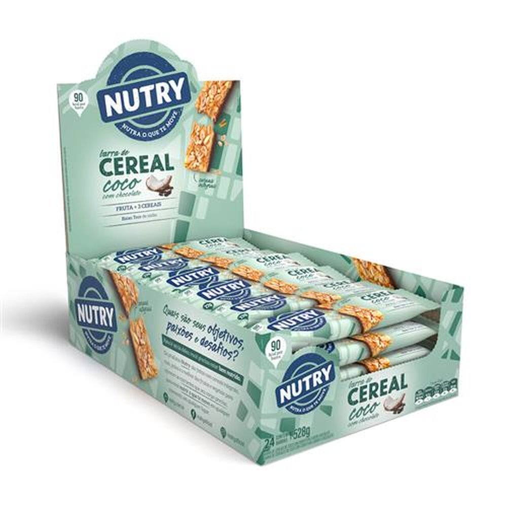 Barra De Cereal Nutry Coco Com Chocolate Display Com 24 Unidades De 22g Nutrimental